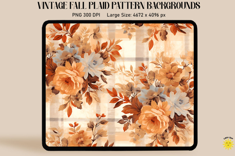 vintage-fall-flowers-on-plaid-background