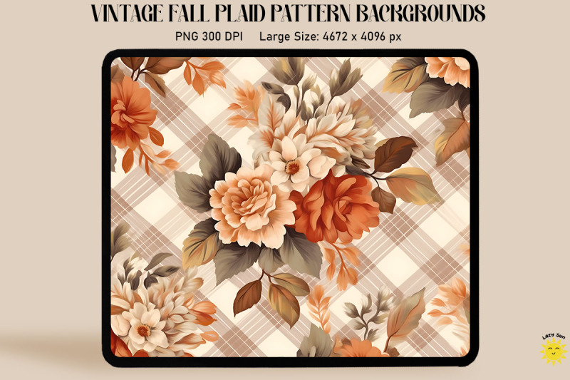 vintage-fall-flowers-on-plaid-background