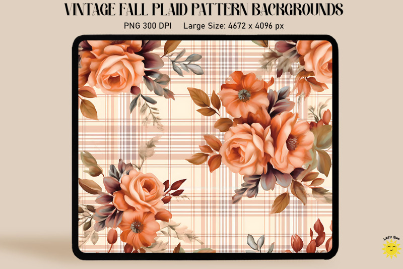 vintage-fall-flowers-on-plaid-background