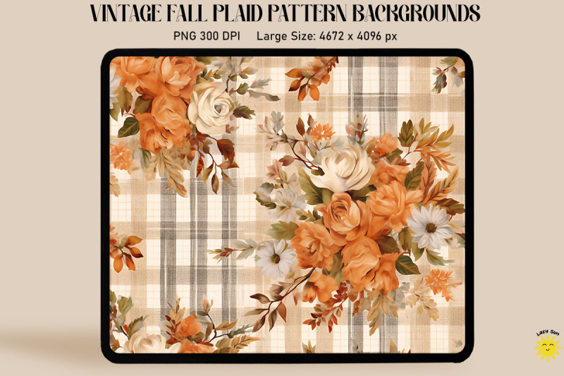 vintage-fall-flowers-on-plaid-background