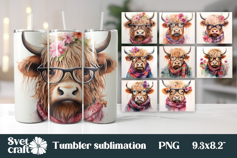 highland-cow-with-glasses-tumbler-bundle-farm-tumbler-wrap