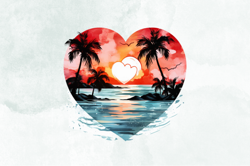 retro-hawaii-heart-beach-watercolor