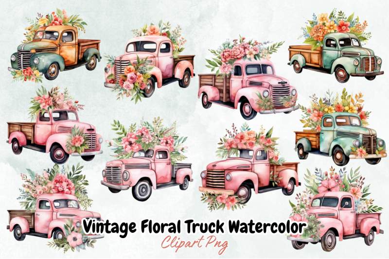 vintage-floral-truck-watercolor-clipart