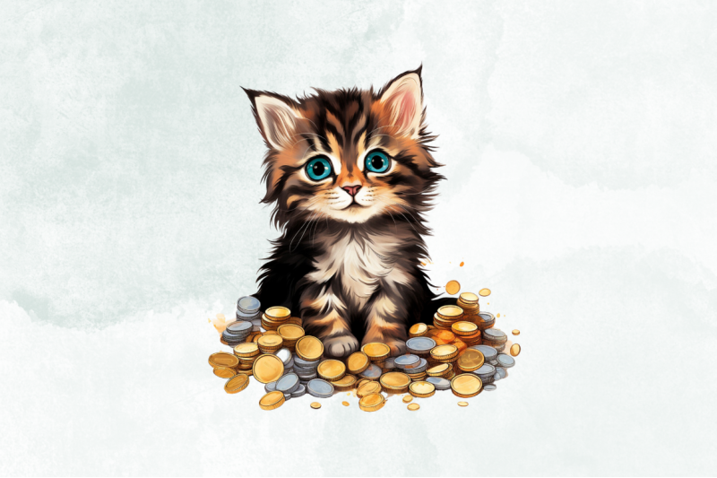 kitten-and-coins-watercolor-sublimation