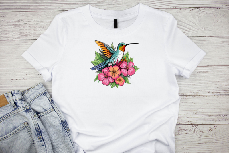 cute-hummingbird-with-tropical-flowers