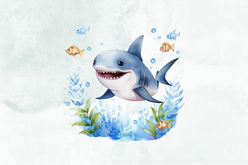 cute-shark-watercolor-clipartsummer