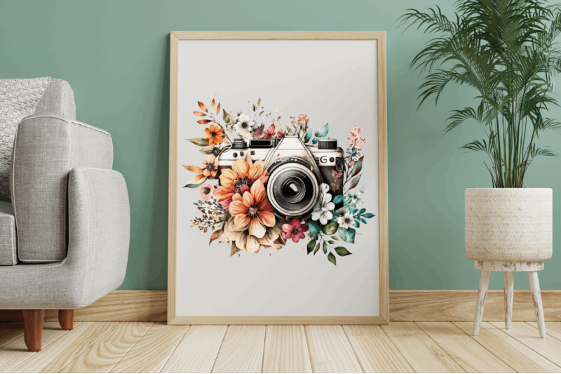 watercolor-floral-camera-clipart-bundle