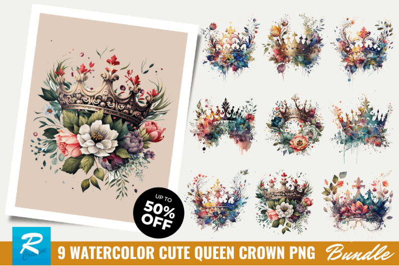 watercolor-queen-crown-clipart-bundle