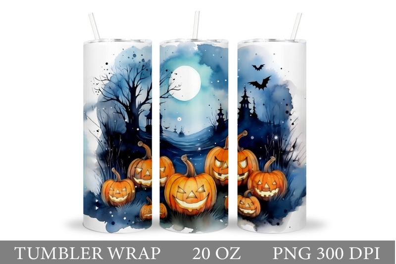 halloween-watercolor-tumbler-halloween-tumbler-wrap-design