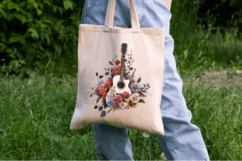 watercolor-retro-guitar-with-flowers-bundle