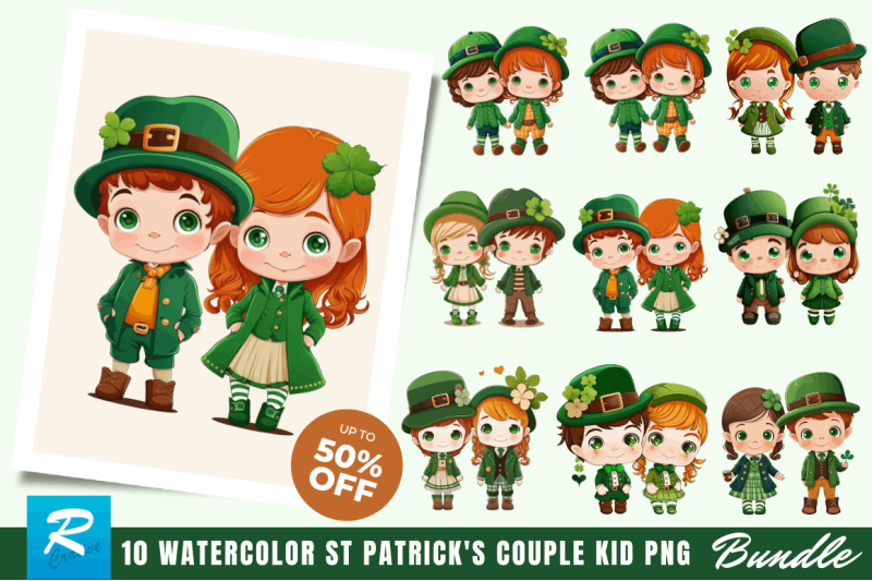 st-patrick-039-s-day-couple-kid-cute-clipart-design