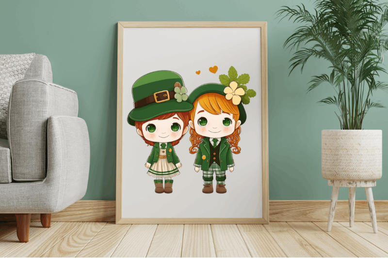 st-patrick-039-s-day-couple-kid-cute-clipart-design