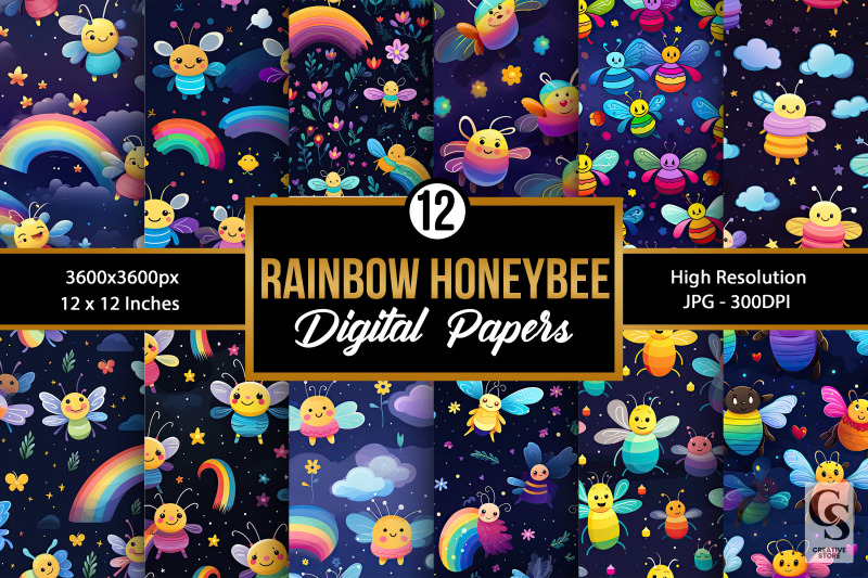 rainbow-honeybees-seamless-pattern-digital-papers
