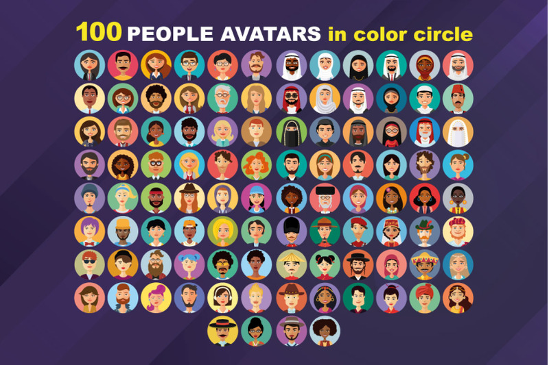 100-people-avatar-vector-icons-flat-style