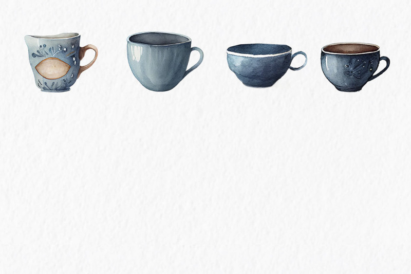 blue-pottery-collection-watercolor-clipart-png