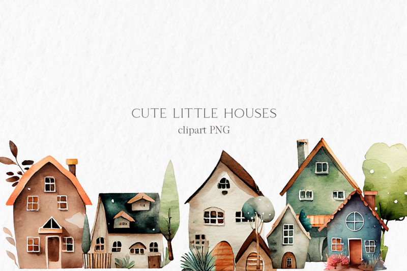 little-houses-watercolor-clipart-png