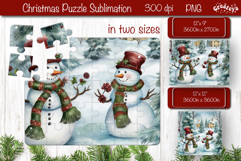 christmas-puzzle-png-kids-puzzles-sublimation-watercolor-snowman-png