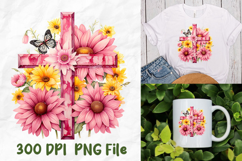 breast-cancer-pink-sunflower-god-cross