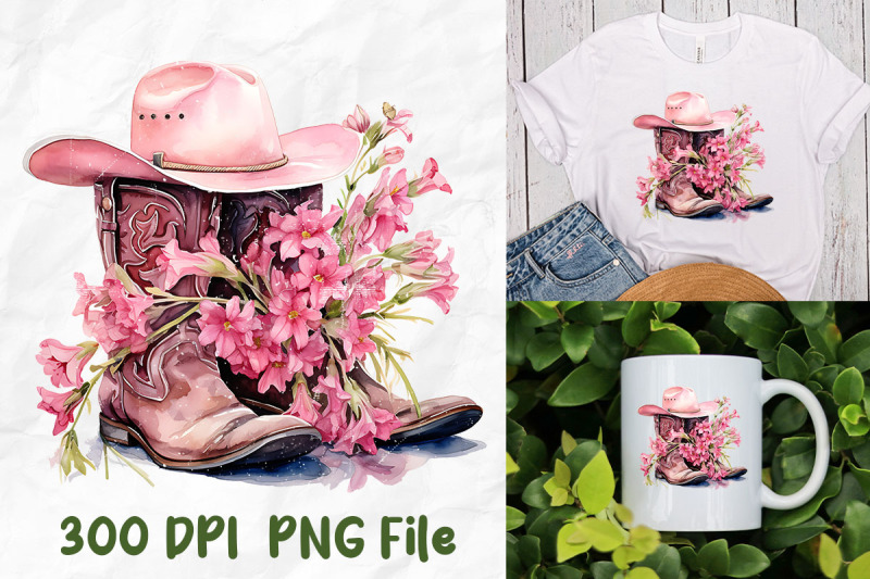 breast-cancer-cowboy-boots-hat-flowers