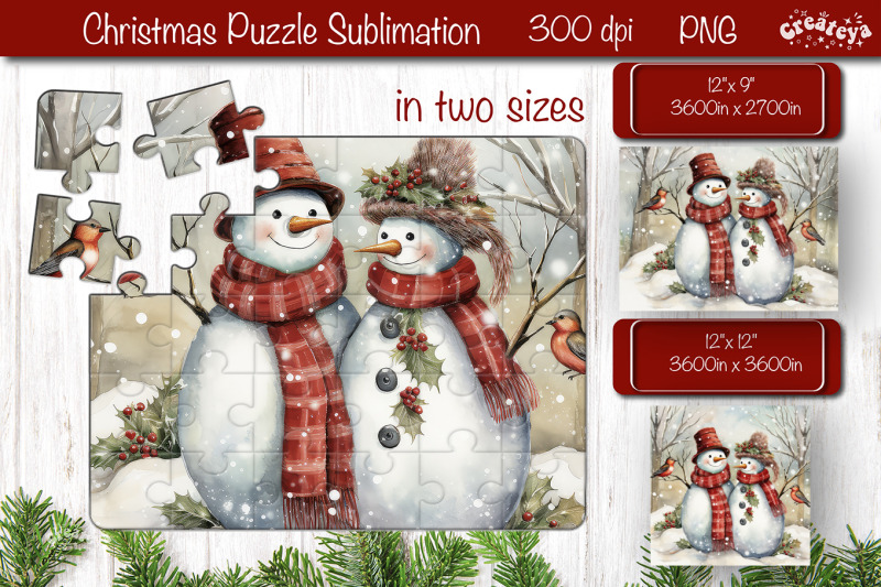 christmas-puzzle-png-kids-puzzles-sublimation-watercolor-snowman-png