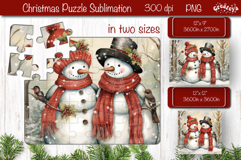 christmas-puzzle-png-kids-puzzles-sublimation-watercolor-snowman-png