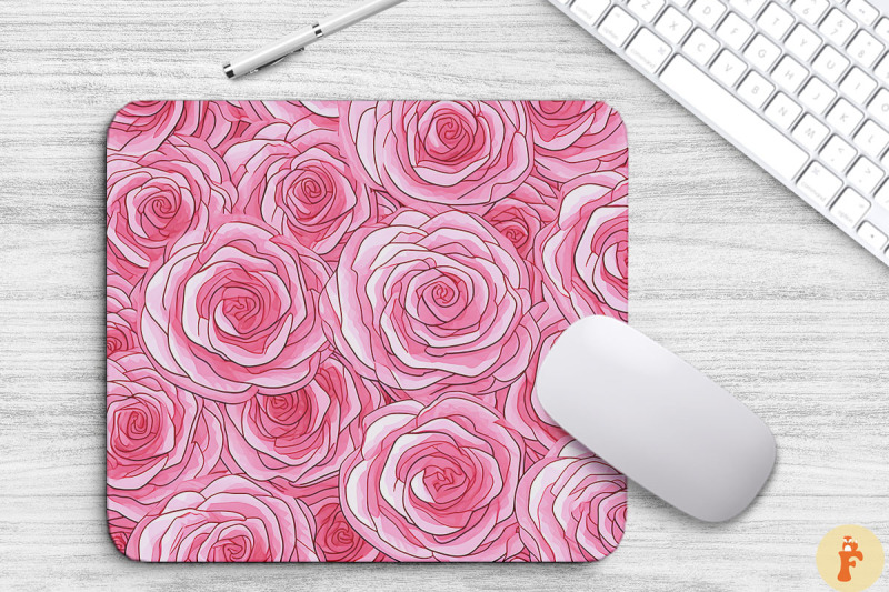 pink-rose-pattern-art-mouse-pad-design