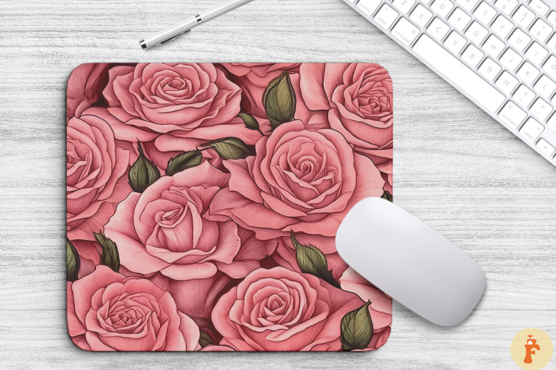 hand-drawn-pink-roses-mouse-pad-design