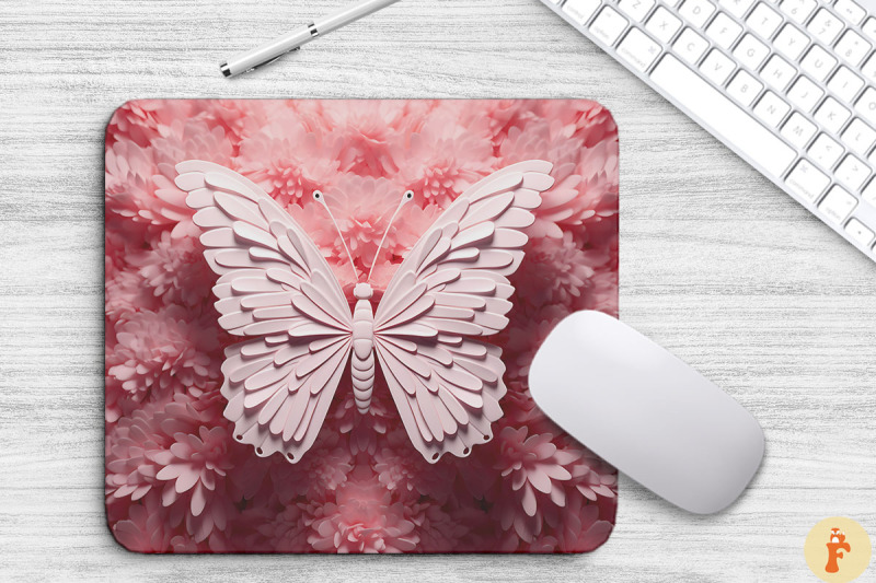 3d-pink-butterfly-on-flowers-mouse-pad