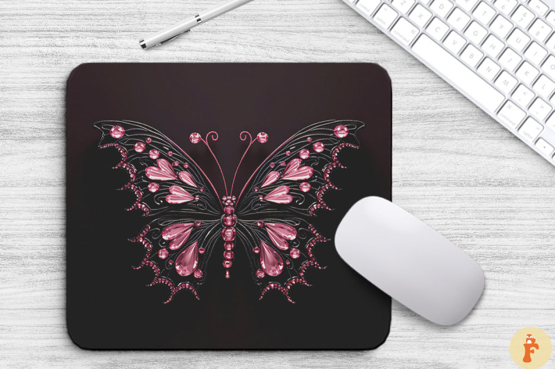 aesthetic-pink-black-butterfly-mouse-pad