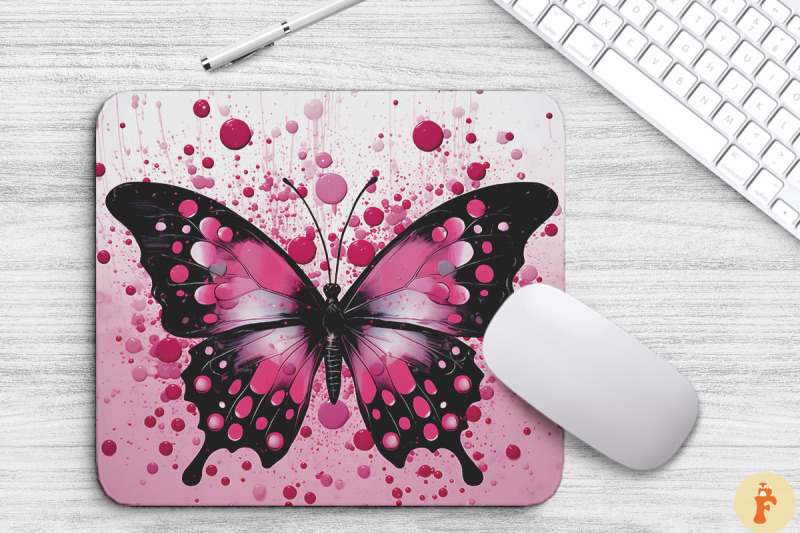 aesthetic-pink-black-butterfly-mouse-pad