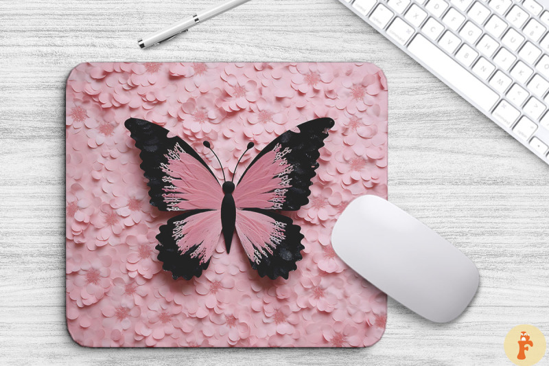 aesthetic-pink-black-butterfly-mouse-pad