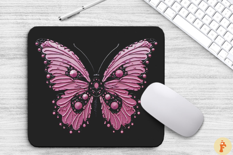 aesthetic-pink-black-butterfly-mouse-pad