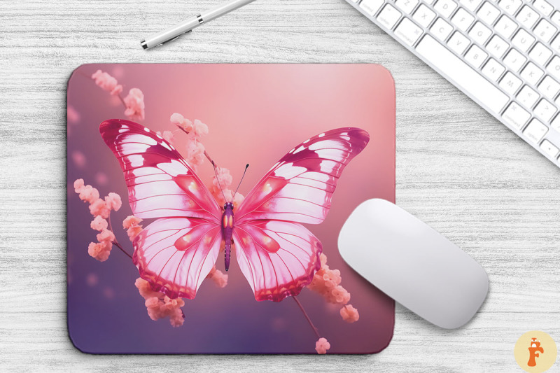 pink-butterfly-with-flowers-mouse-pad