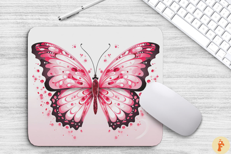 single-pink-butterfly-mouse-pad-design