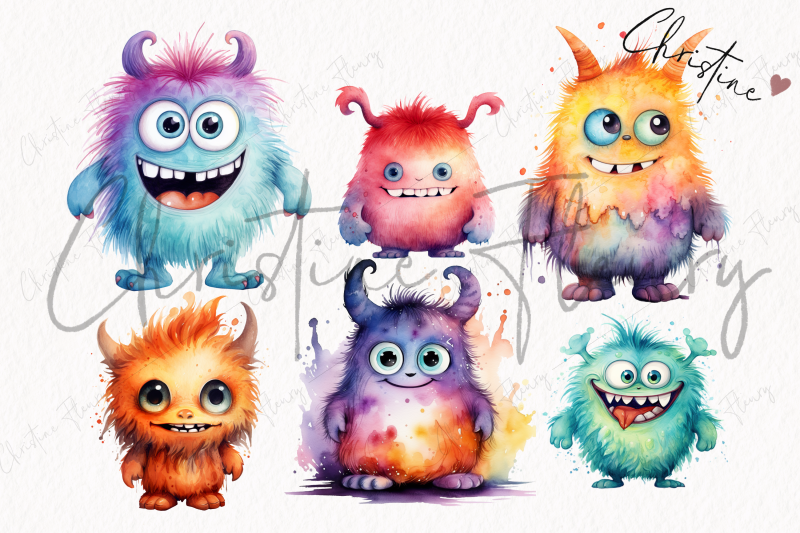 watercolor-fluffy-monster-clipart