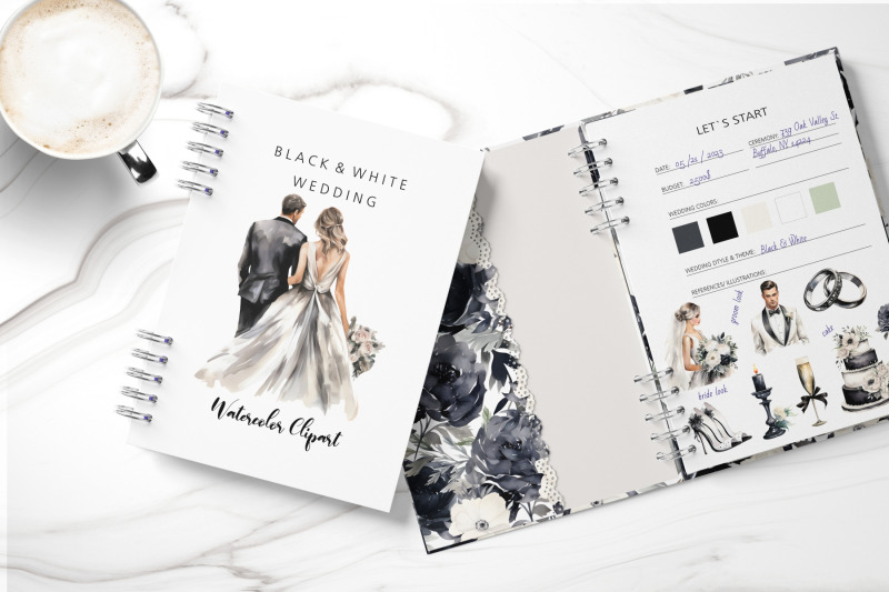 watercolor-black-and-white-wedding-clipart-elegant-monochrome-wedding