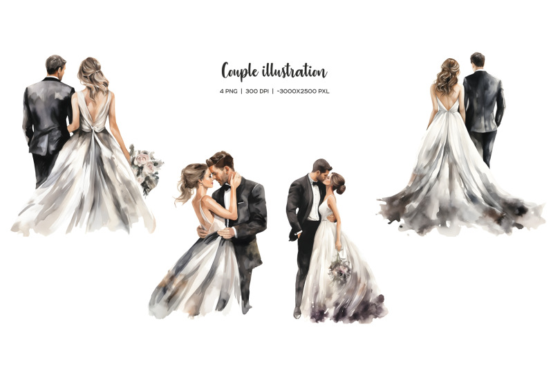 watercolor-black-and-white-wedding-clipart-elegant-monochrome-wedding