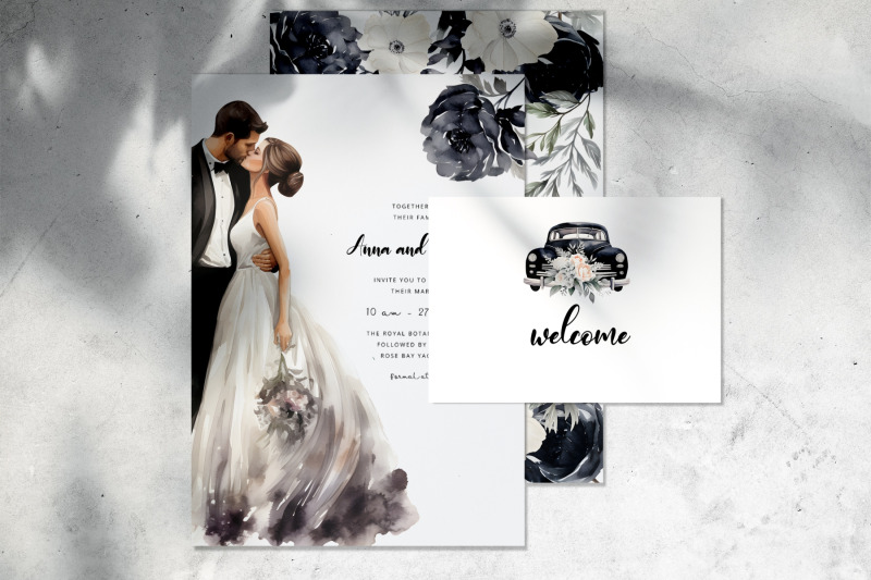 watercolor-black-and-white-wedding-clipart-elegant-monochrome-wedding