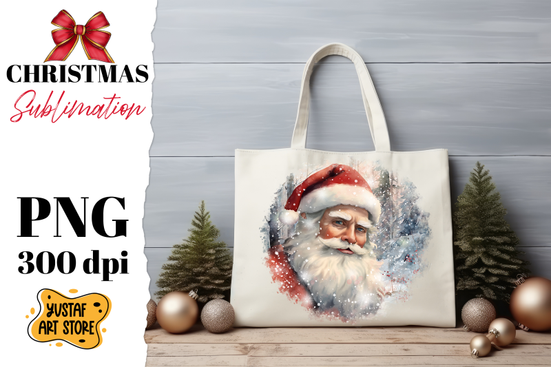 christmas-sublimation-design-santa-claus-in-winter-forest