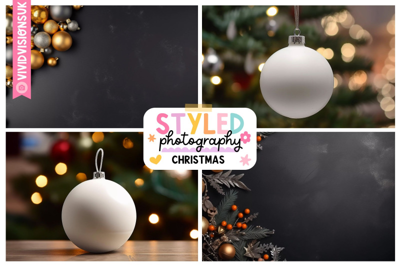 festive-christmas-bauble-styled-stock-photography-set-of-4-customiza
