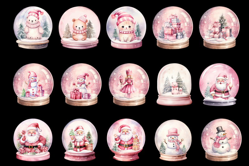 pink-christmas-in-snow-globe-clipart