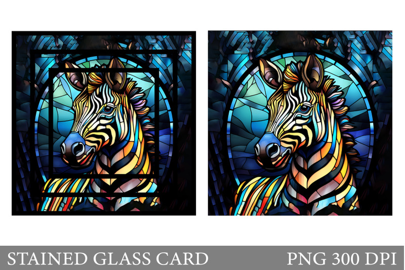 zebra-stained-glass-card-stained-glass-zebra-card-design