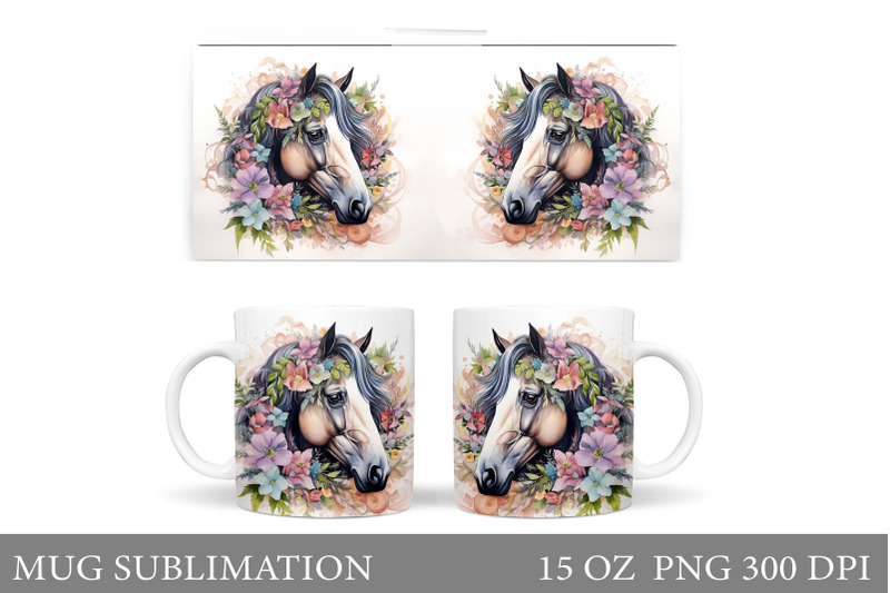 horse-watercolor-mug-design-horse-flowers-mug-sublimation