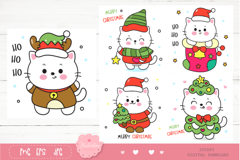 cute-cat-christmas-cartoon-kawaii-clipart-kitten-animal