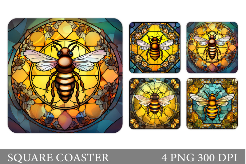 stained-glass-bee-coaster-bee-square-coaster-sublimation