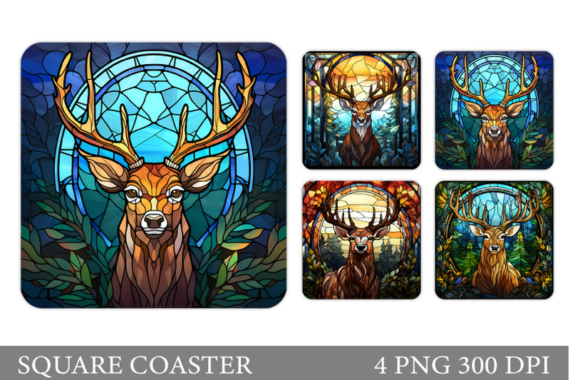 deer-stained-glass-coaster-design-reindeer-square-coaster