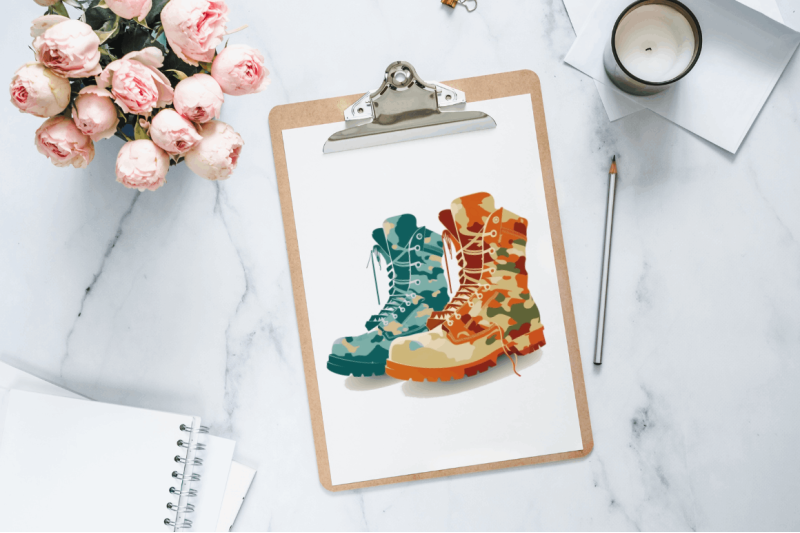 watercolor-military-boots-clipart-bundle