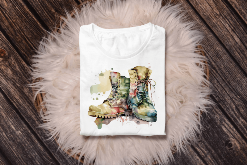 watercolor-military-boots-clipart-bundle