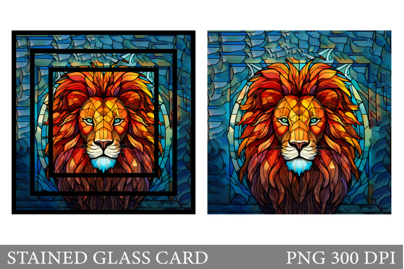 lion-stained-glass-card-sublimation-stained-glass-lion-card