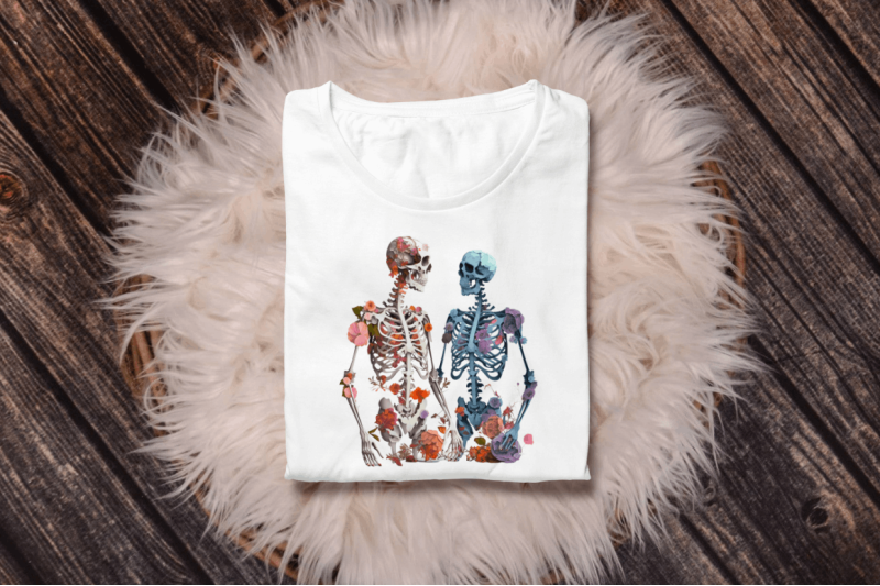 watercolor-skeleton-couple-clipart-bundle